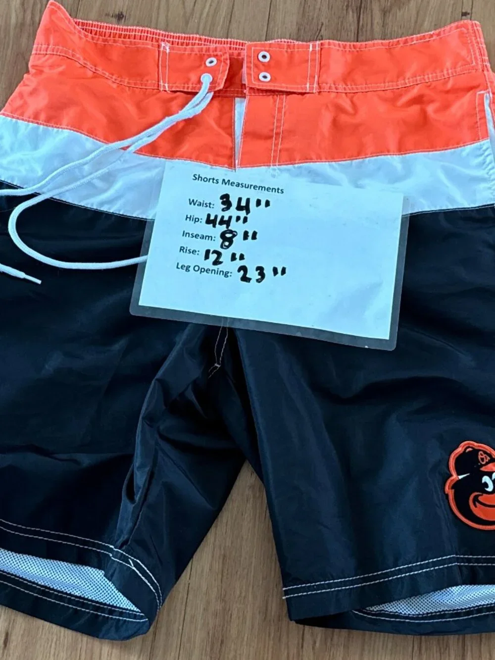 Baltimore Orioles MLB Swim Trunks Board Shorts Mens Lg Genuine Merchandise EUC.